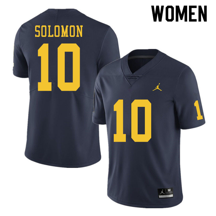 Women #10 Anthony Solomon Michigan Wolverines College Football Jerseys Sale-Navy